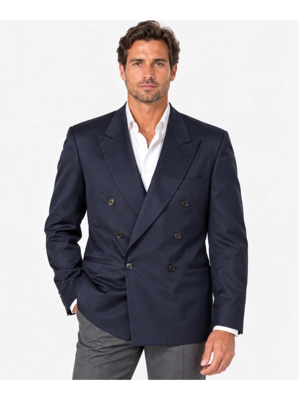 Michele D’Ambra Loro Piana Super 100s Wool Blazer 40 Navy Double Breasted Italy